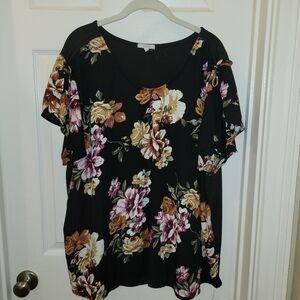 Floral Black Women's Top SIZE 3X